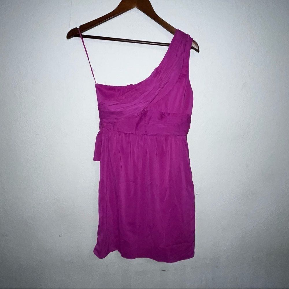 Point Magenta One Shoulder Cocktail Dress - Picture 8 of 9